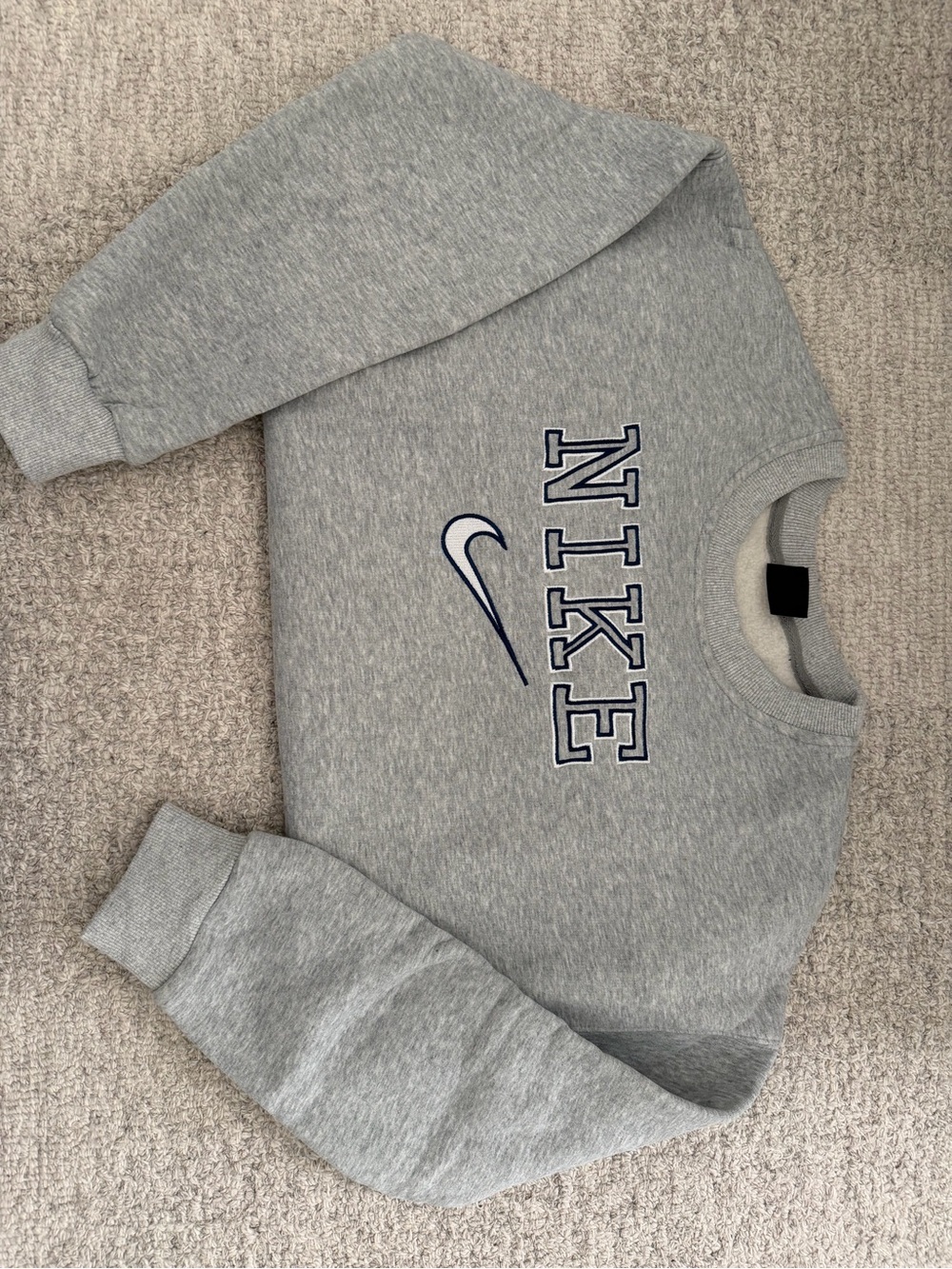 Nike Gray Crewneck Sweatshirt with Navy Outline Logo
